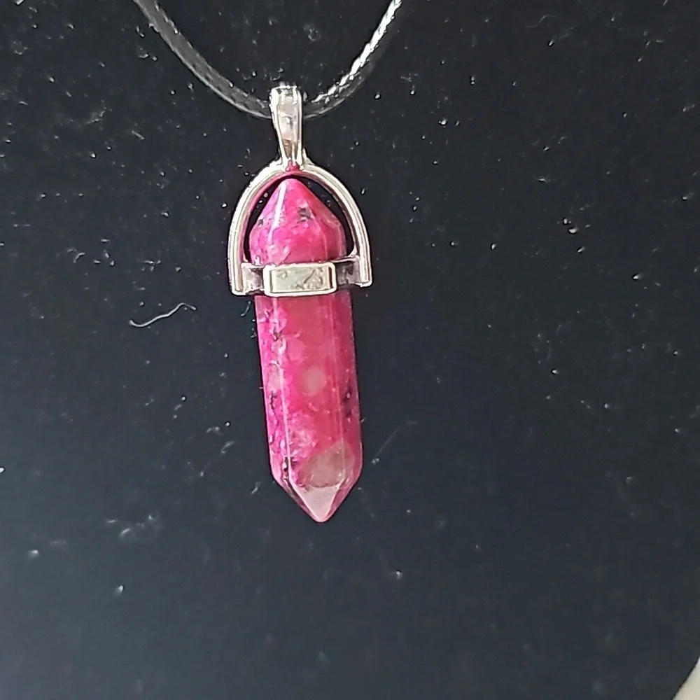 Dark Fuchsia - Bullet Gemstone Necklace - Picture 4 of 5